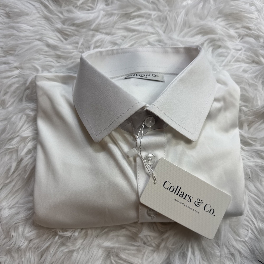 Collars And Co Shirt Men Small S Firm Dress Collar Polo Long Sleeve White New!